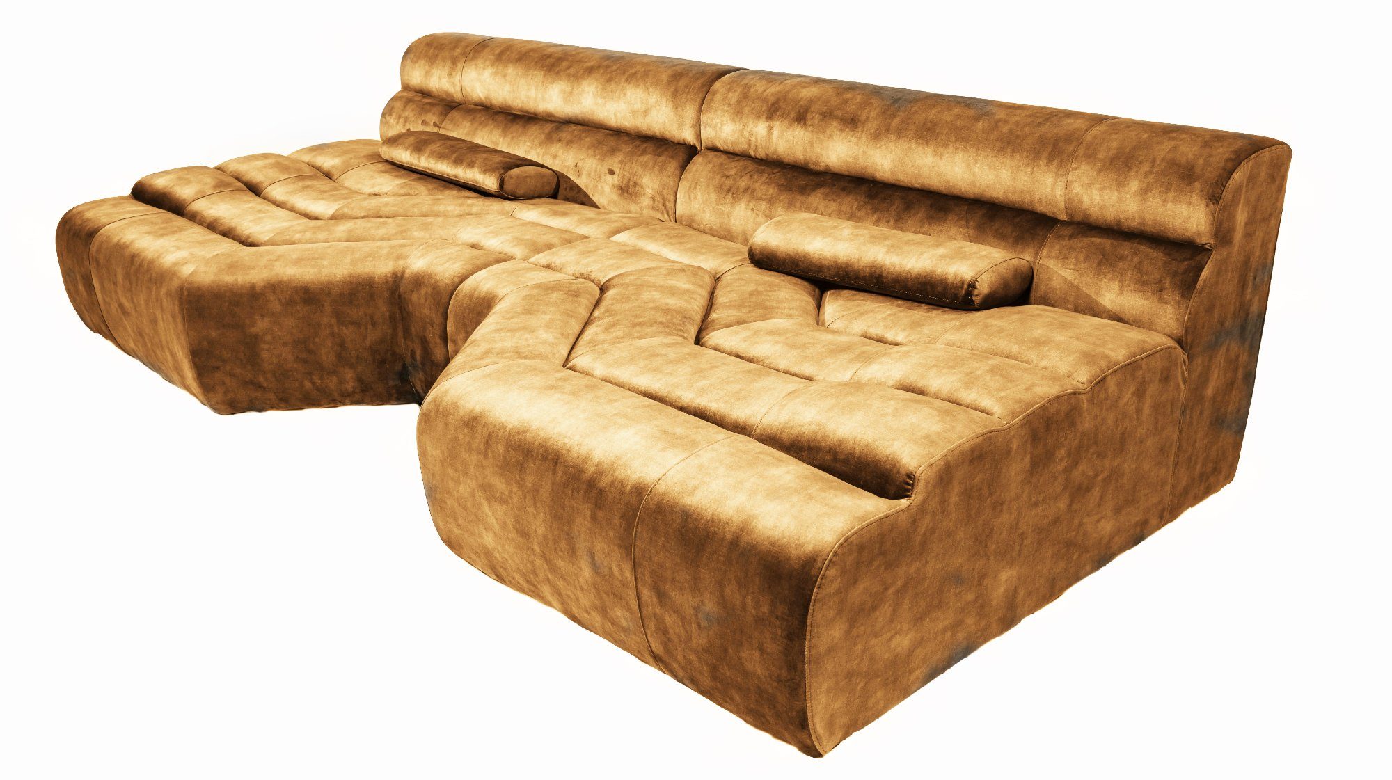 Farben Big-Sofa gold versch. KAWOLA TARA, Velvet Vintage Sofa