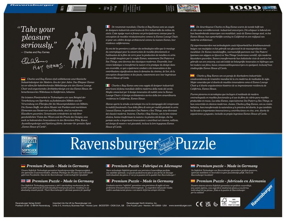 Ravensburger Puzzle 1000 Teile 16900, Puzzleteile Spectrum 1000 Puzzle Design Eames Ravensburger