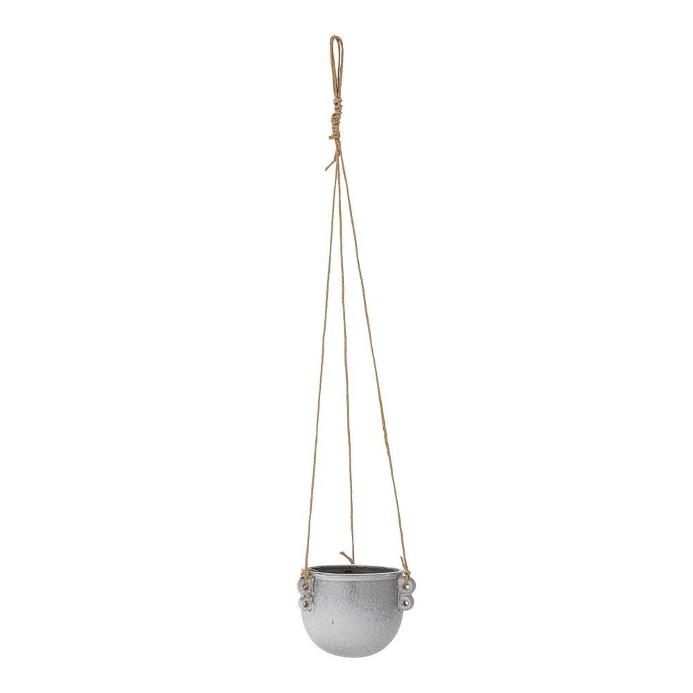 Bloomingville Blumentopf Nilou Hänge-Blumentopf Grau Steingut, D12,5 cm mit Juteband