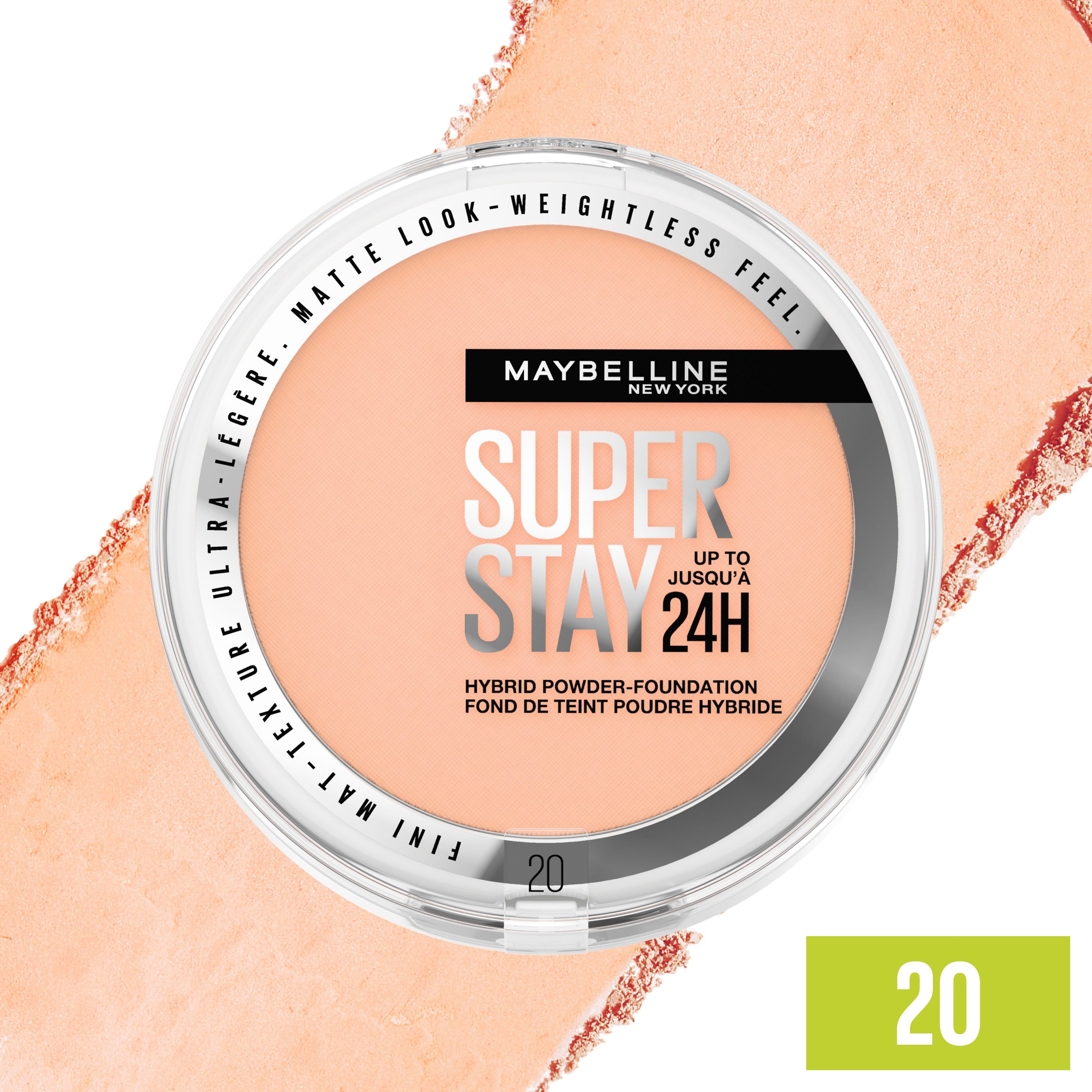 MAYBELLINE NEW YORK Foundation SUPER STAY HYBRID POWDER-FOUNDATION, mattes Finish mit Airbrush Effekt, dank leichter Pigmente