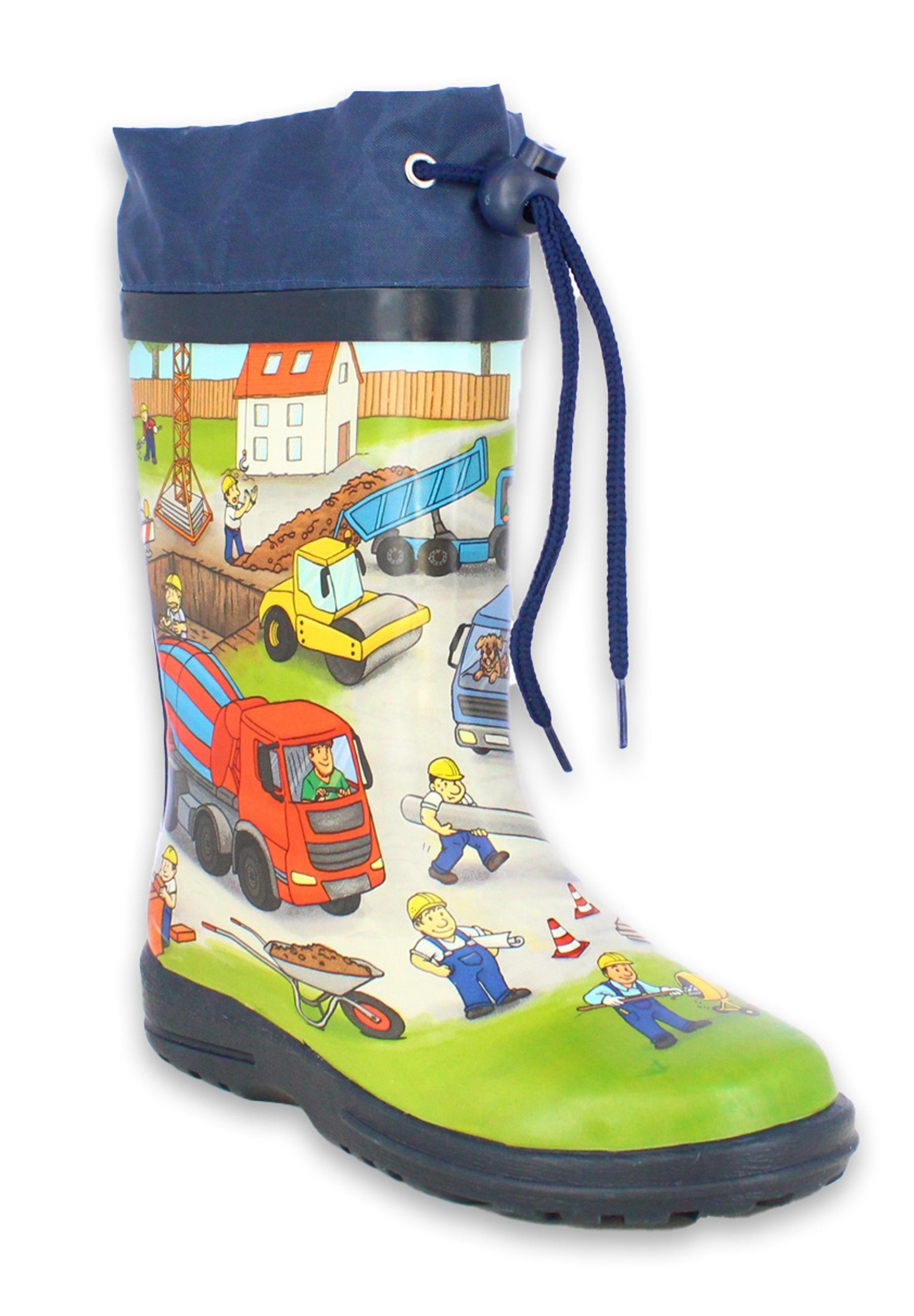 Beck Gummistiefel Bauarbeiter Gummistiefel (wasserdichter, schmaler Stiefel, für trockene Füße bei Regenwetter) herausnehmbare Innensohle, weicher flexibler Naturkautschuk