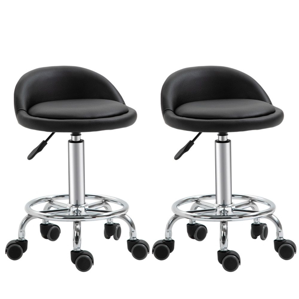 REDOM Bürostuhl Rollhocker mit Rückenlehne höhenverstellbar 57–72 cm (Arbeitsstuhl für Salon, Massage und Praxis Nutzung, 2 St), Drehhocker gepolstert mit Rollen für Büro und Arbeitsplatz