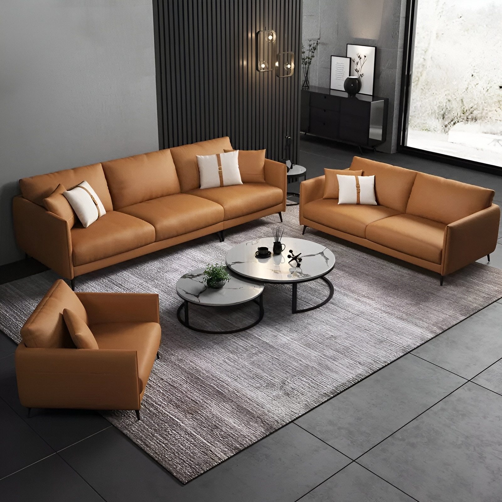 Xlmoebel Polstergarnitur Ledercouchgarnitur in modernem Design günstig online kaufen