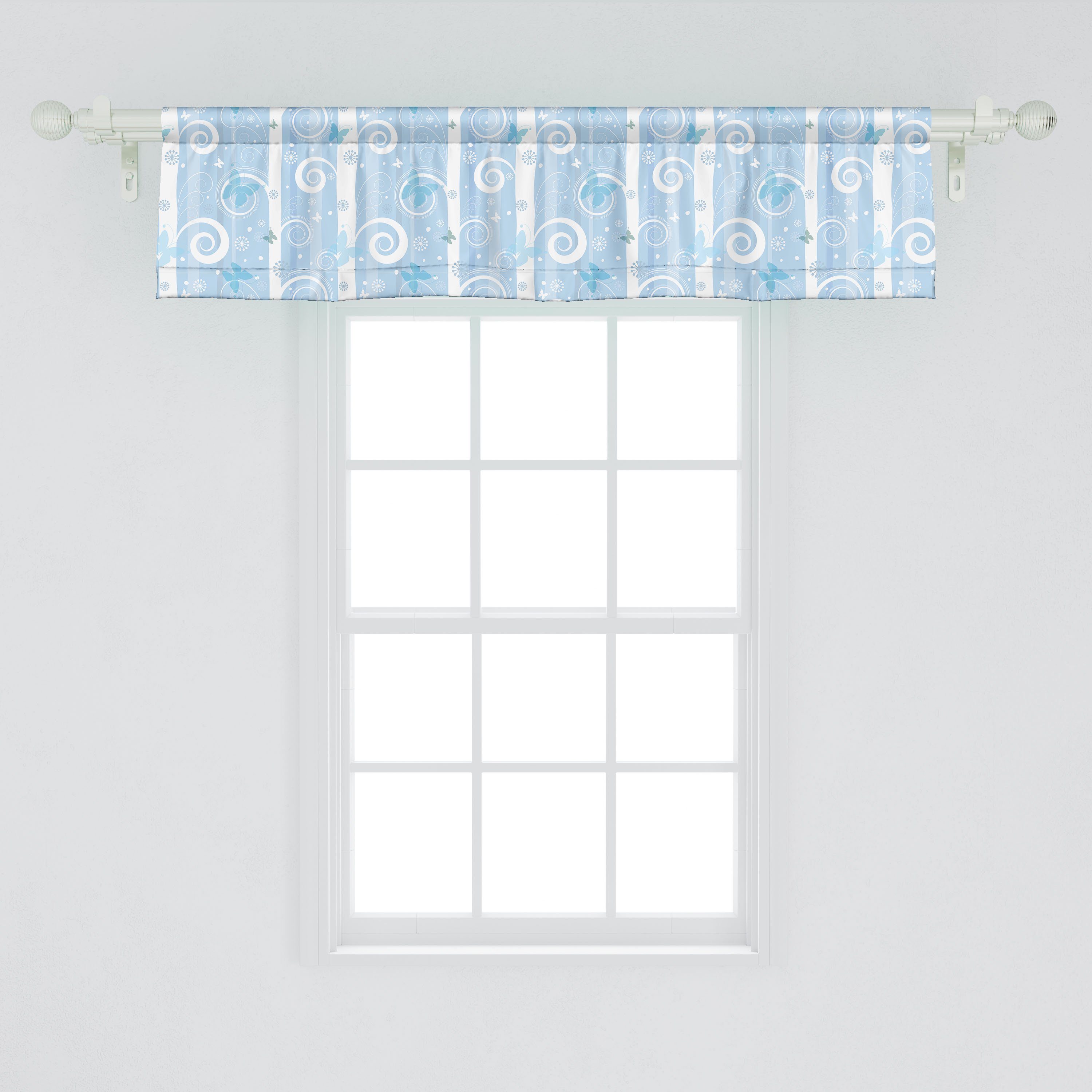Scheibengardine Vorhang Volant für Microfaser, Schneeflocken Dekor Weihnachten Küche Schmetterling Schlafzimmer Stangentasche, mit Abakuhaus