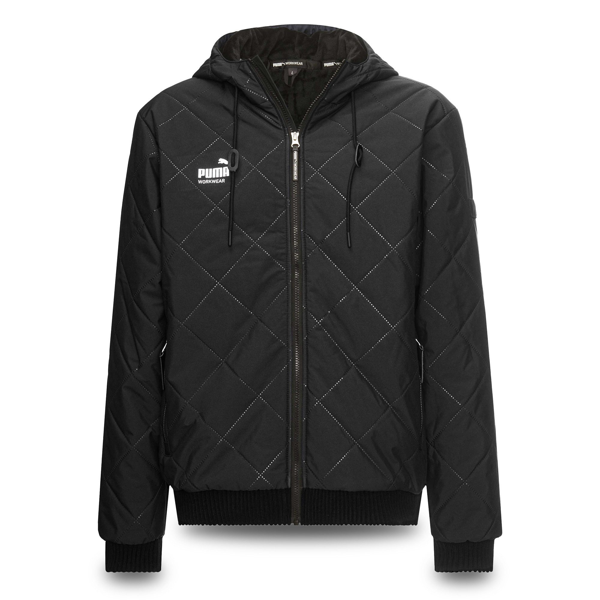 PUMA Workwear Winterjacke Herren mit Kapuze und Steppmuster - Warm gefüttert - Mit Kordelzug Robuste Arbeitsjacke für Handwerk Produktion Logistik und Baugewerbe