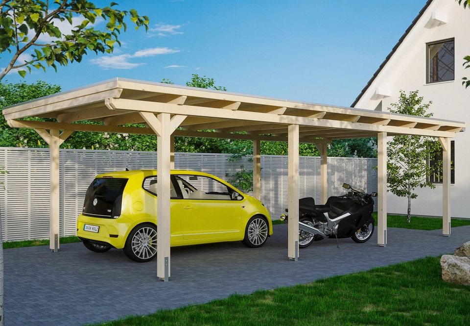 Skanholz Einzelcarport Emsland, BxT: 404x846 cm, 223 cm Einfahrtshöhe,  Flachdach-Carport, Dachschalung mit EPDM-Folie