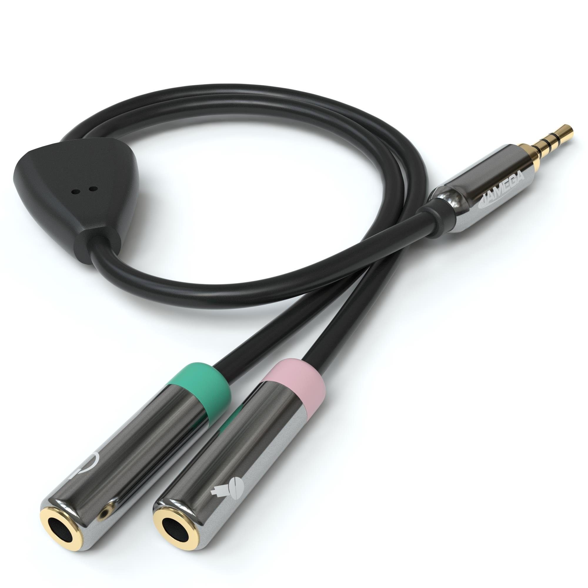 JAMEGA 0,2m Audio Splitter Y-Kabel Klinke AUX Adapter Stereo Kopfhörer Mikrof Audio-Adapter