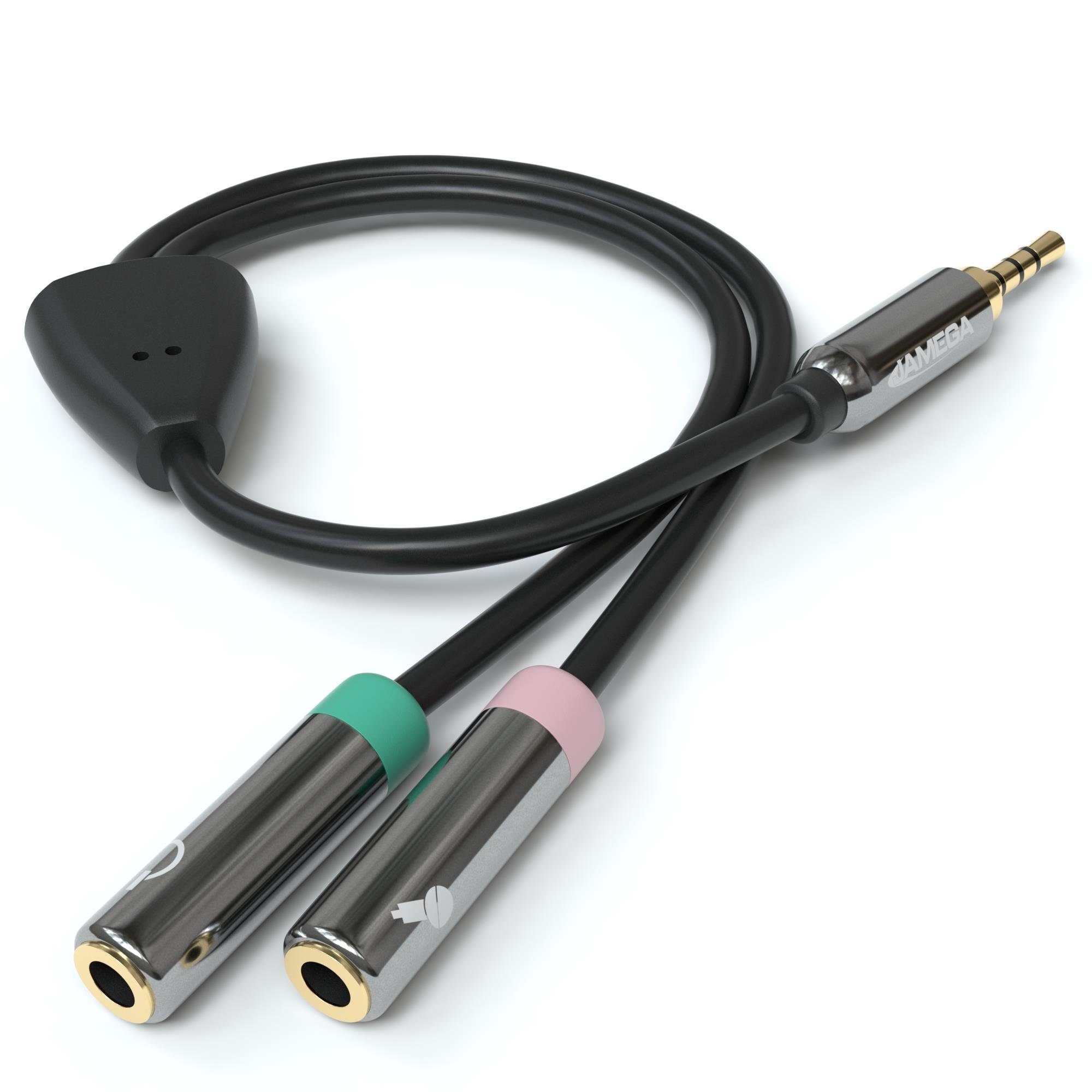 JAMEGA 0,2m Audio Splitter Y-Kabel Klinke AUX Adapter Stereo Kopfhörer Mikrof Audio-Adapter von JAMEGA
