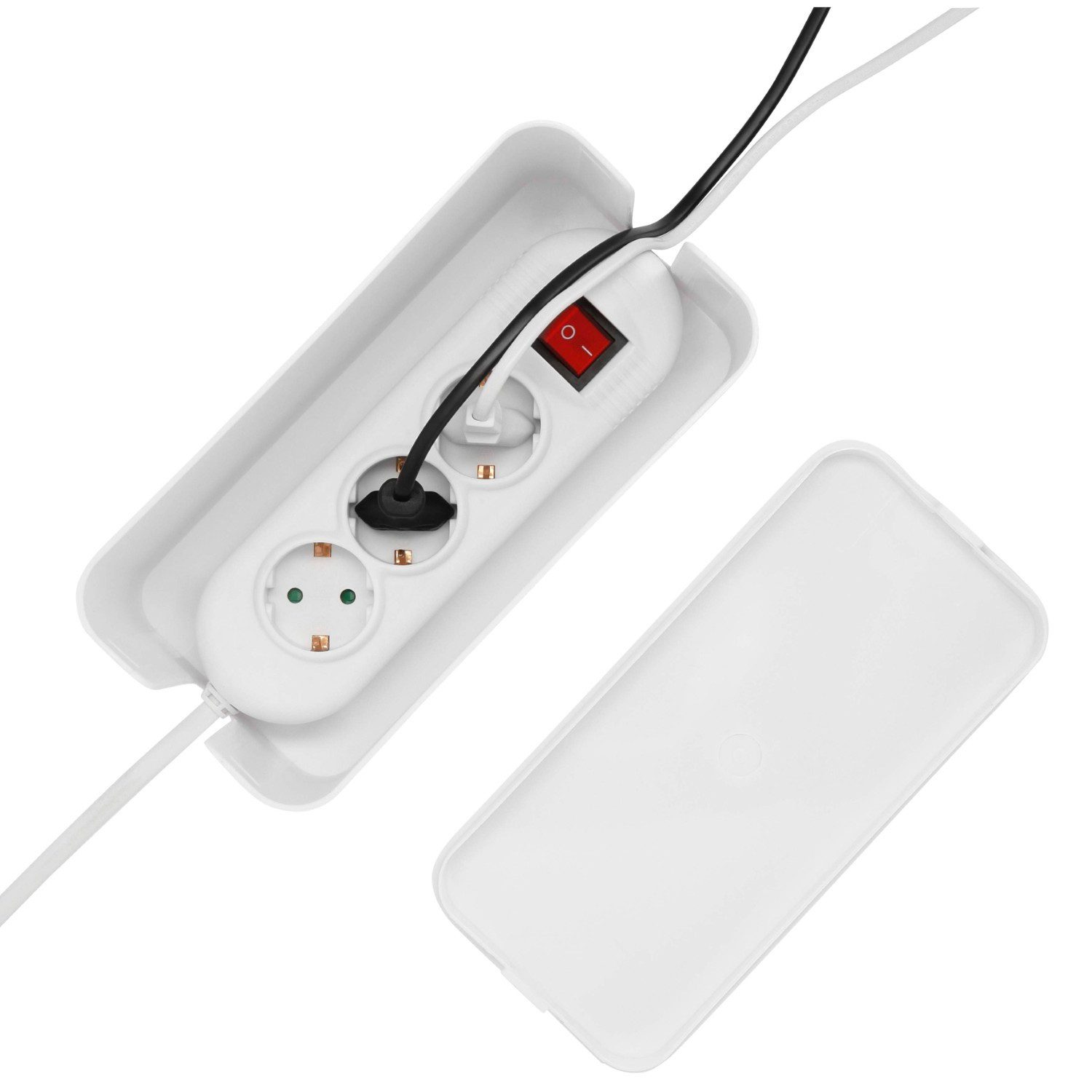 Hama Kabelbox Design Kabelbox Mini Weiß Kabelmanager Ladebox, (1x Kabelbox, Aufbewahrung), Kabel-Organizer Strom Ladestation für Zuhause TV PC Büro Schreibtisch