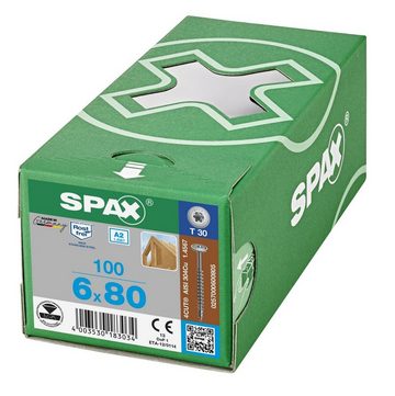 SPAX Spanplattenschraube HI.FORCE, (Edelstahl A2, 100 St), 6x80 mm