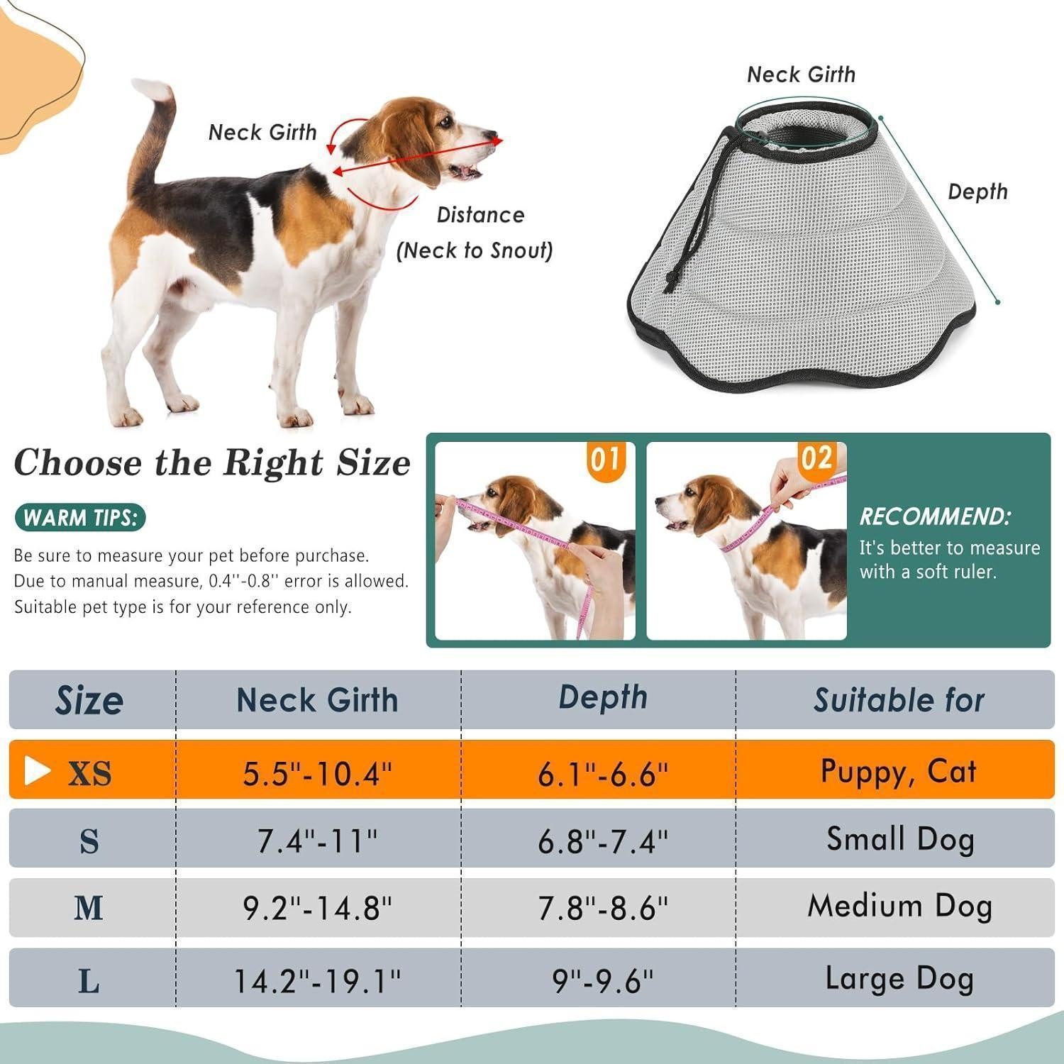 VavoPaw Schutzkragen Verstellbare Halskrause für Hunde und Katzen, Weiches