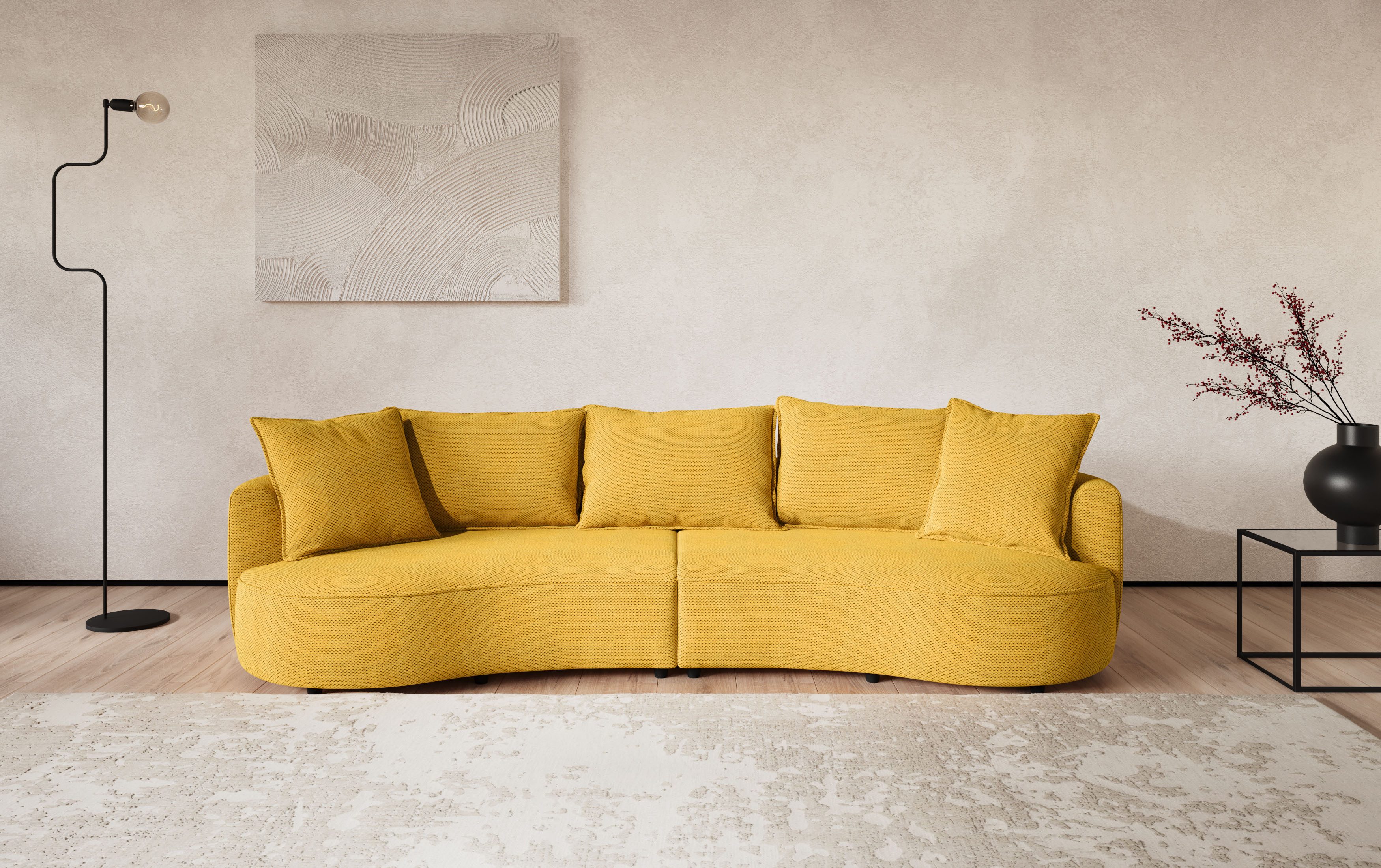OTTO home Loungesofa Sana, Bigsofa, Megasofa, organische Form, Breite 296 cm, Loungesofa mit Wellenunterfederung