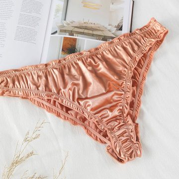 AUKUU Slip Sexy Sexy plissierte dünne atmungsaktive Unterwäsche aus Satin sexy großer T förmiger Schritt aus reiner Baumwolle bequemer