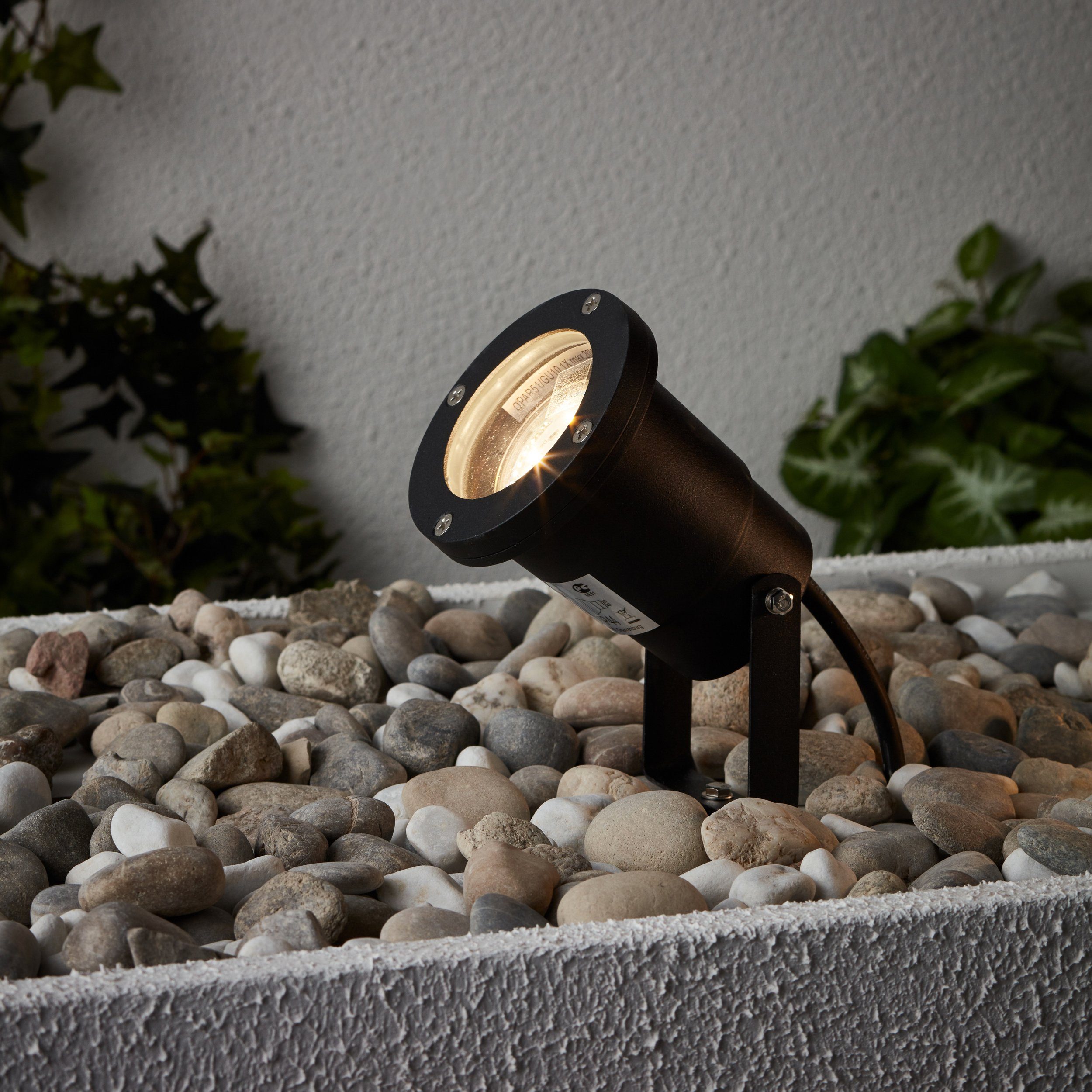 lassen Sie sich das nicht entgehen! Lightbox Außen-Stehlampe, LED wechselbar, warmweiß, Hoch Gartenspieß Spritzwassergeschützt 16cm - mit warmweißem LED Licht
