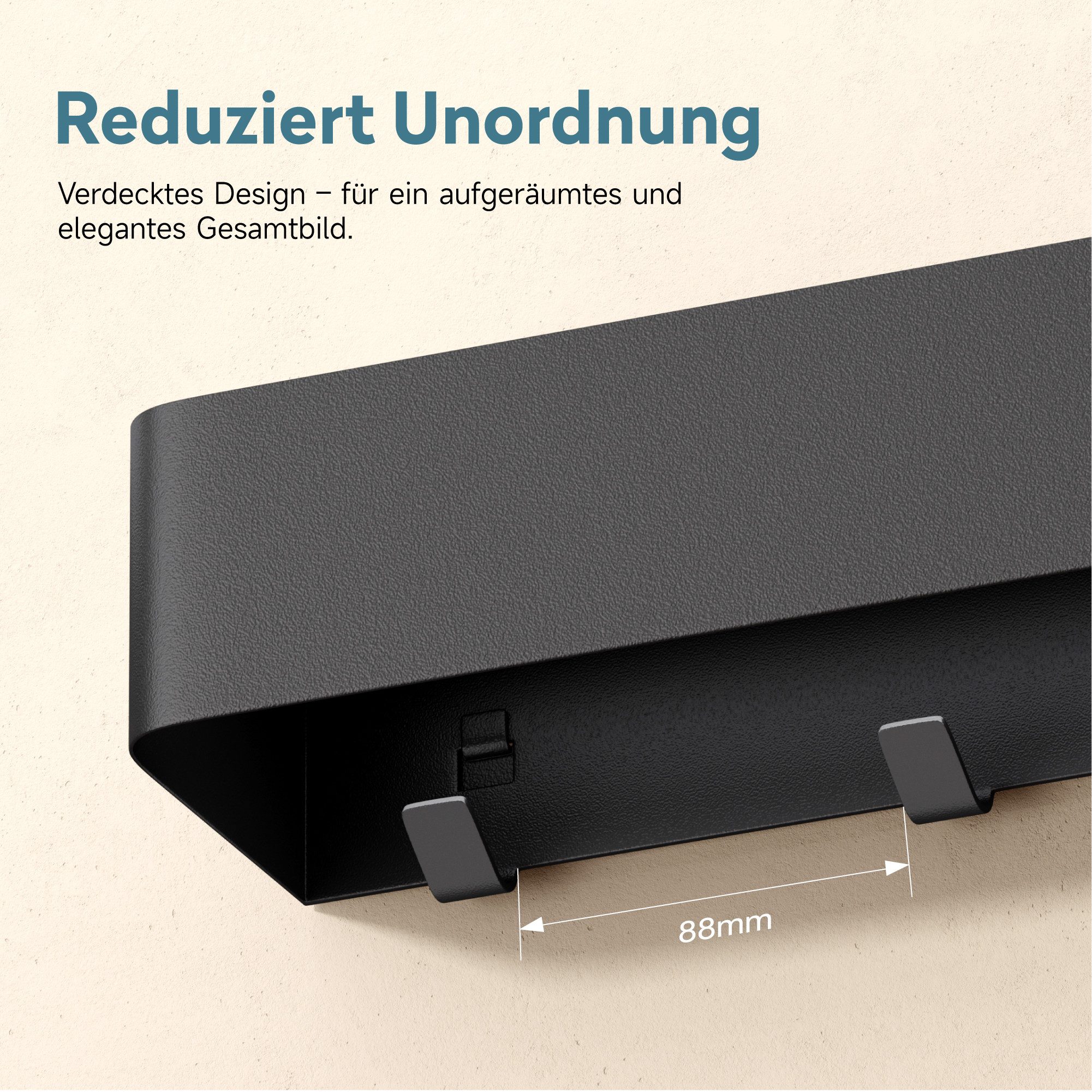 doporro Garderobenleiste Wandgarderobe Hakenleiste mit Ablage aus Kohlenstoffstahl Reglo-05 (4 St), Kombination aus Ablagefläche und unteren Haken – Bild 3 von 5