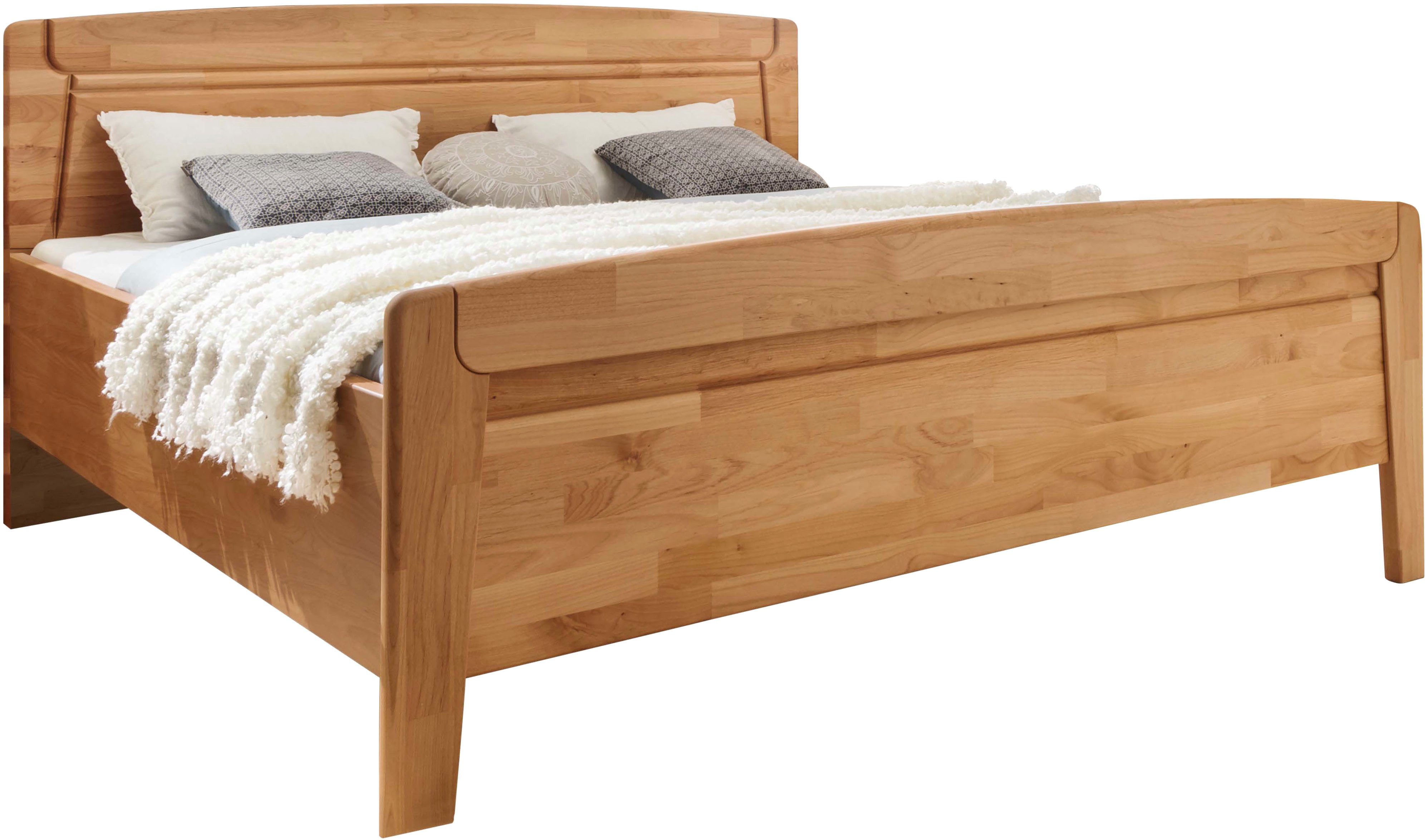 WIEMANN Funktionsbett Lausanne, Bettgestell, Bettrahmen, teilmassiv Erle, Kopf- und Fußteil aus Massivholz, zwei Größen, Bettseitenhöhe 43 cm