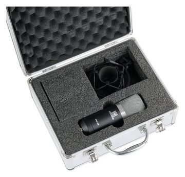 Pronomic Mikrofon CM-22 Studio Großmembranmikrofon (Radioshow Bundle, 6-tlg), Inkl. Popschutz schwarz, Mikrofonarm und Koffer
