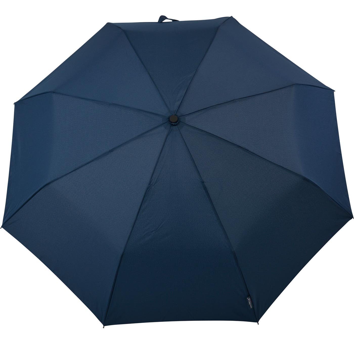 zuverlässige Taschenregenschirm Knaufgriff in navy Holzoptik, Impliva der für Begleiter Herren Auf-Zu-Automatik miniMAX® den