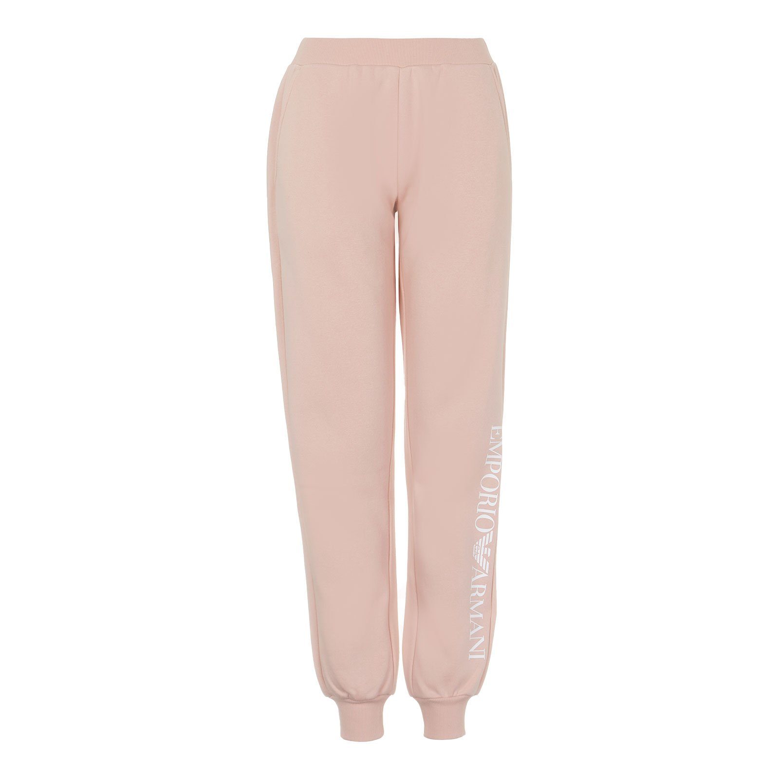 powder pink linken Cuffs am Markenschriftzug Bein kleinem Pants Loungehose Emporio 00470 with Armani mit