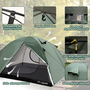 CALIYO Kuppelzelt Zelt für 2 und 3 Personen in 4 Jahreszeiten, Ultraleicht für Camping, Personen: 2, Doppeltüren, Wasserdicht, einfach aufzubauen und zu tragen