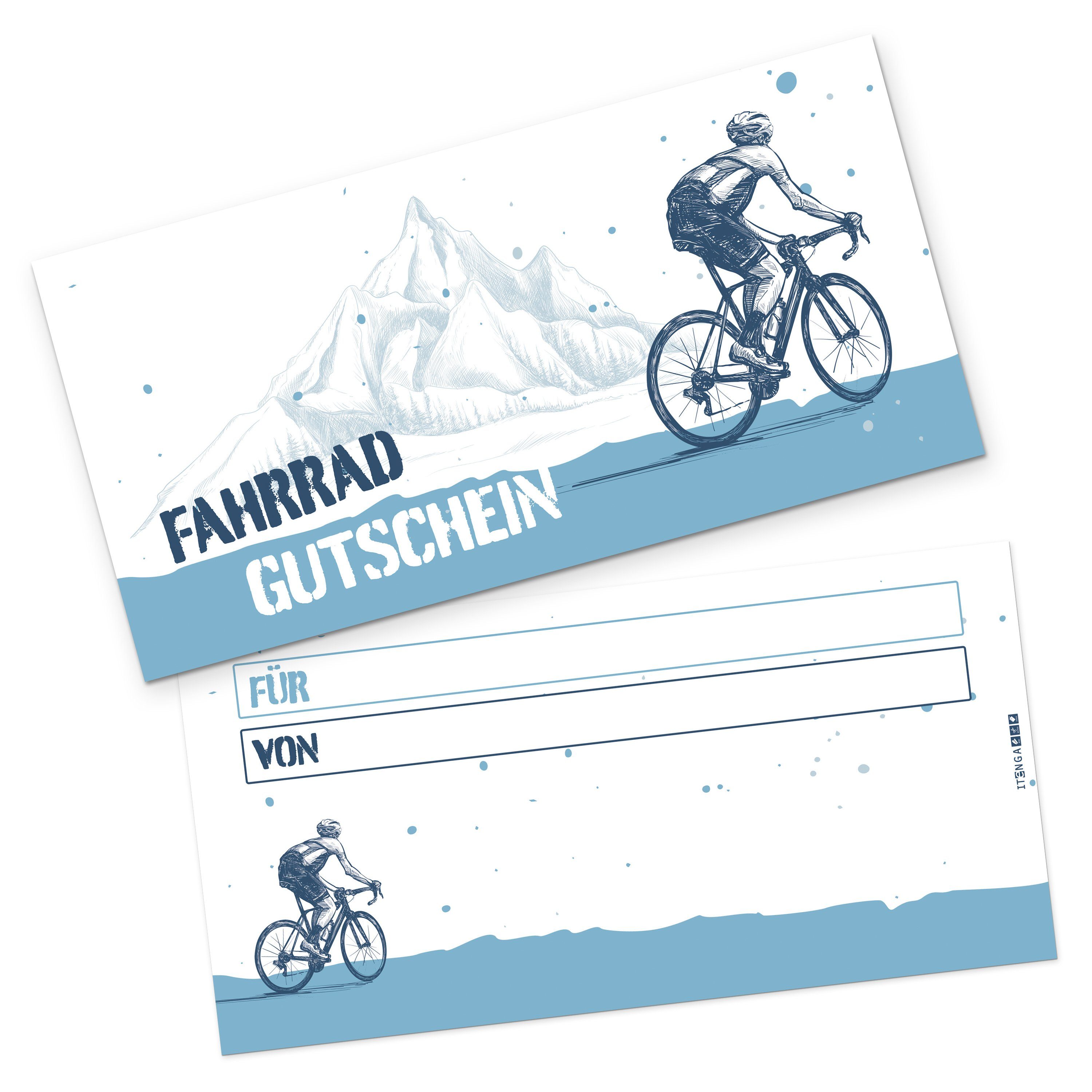 itenga Grußkarten itenga Geschenkgutschein Fahrrad Motiv gezeichnet -  Gutschein zum Ausf
