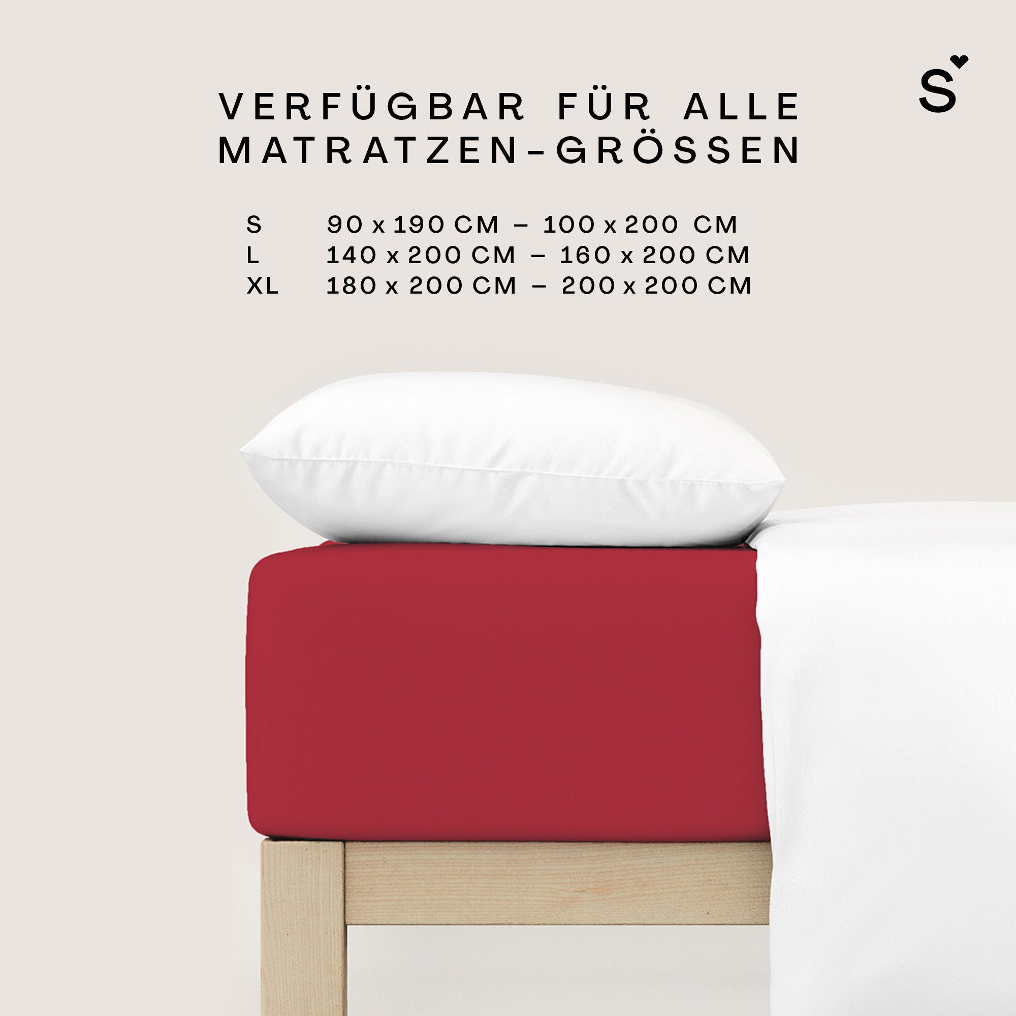 Schlafgut Spannbettlaken Basic Cotton Bettlaken, 160 g/m², 100% Baumwolle, Spannbetttuch, Jersey, Gummizug: rundum, (1 Stück), Spannbettlaken bis 20 cm Matratze – Bild 4 von 5