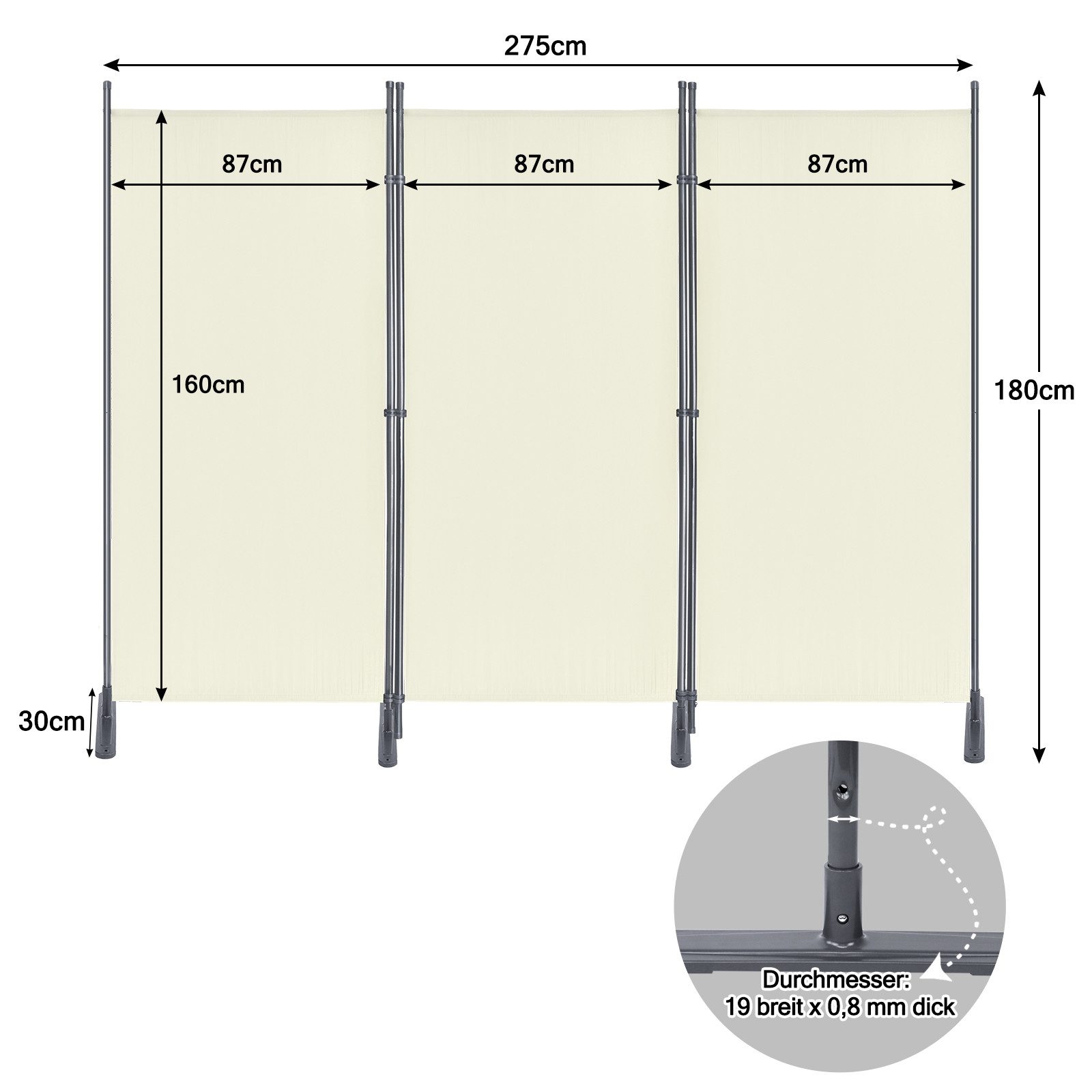FIVMEN Paravent Raumteiler Klappbar Freistehend Stellwand Sichtschutzwand, Verstellbar Raumteiler Innen und Außenbereich für Büros, Garten Balkon