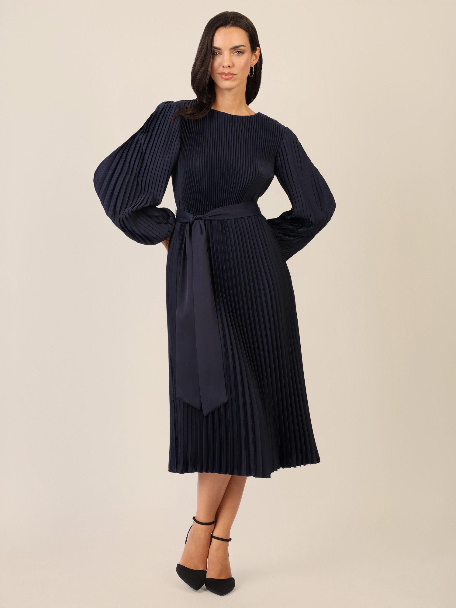 Apart Midikleid mit separatem, breitem Bindegürtel günstig online kaufen