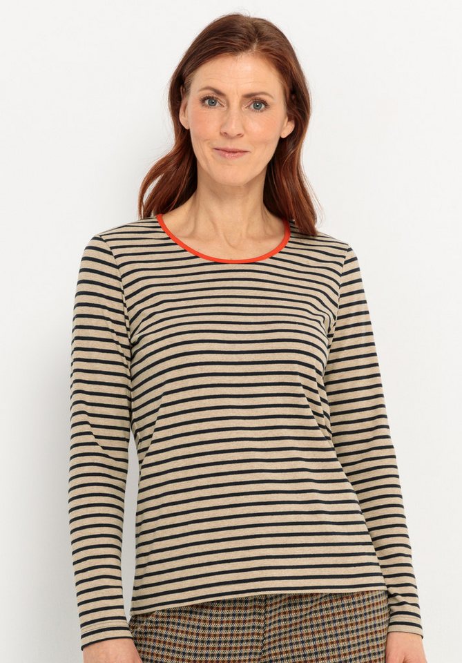 bianca Langarmshirt DAMI in klassischem Ringeldessin mit Kontrastblende