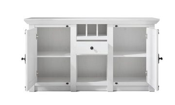 Empinio24 Sideboard WALES, 152x83 cm, 2-türig, mit Flascheneinteilung, weiß Pinie