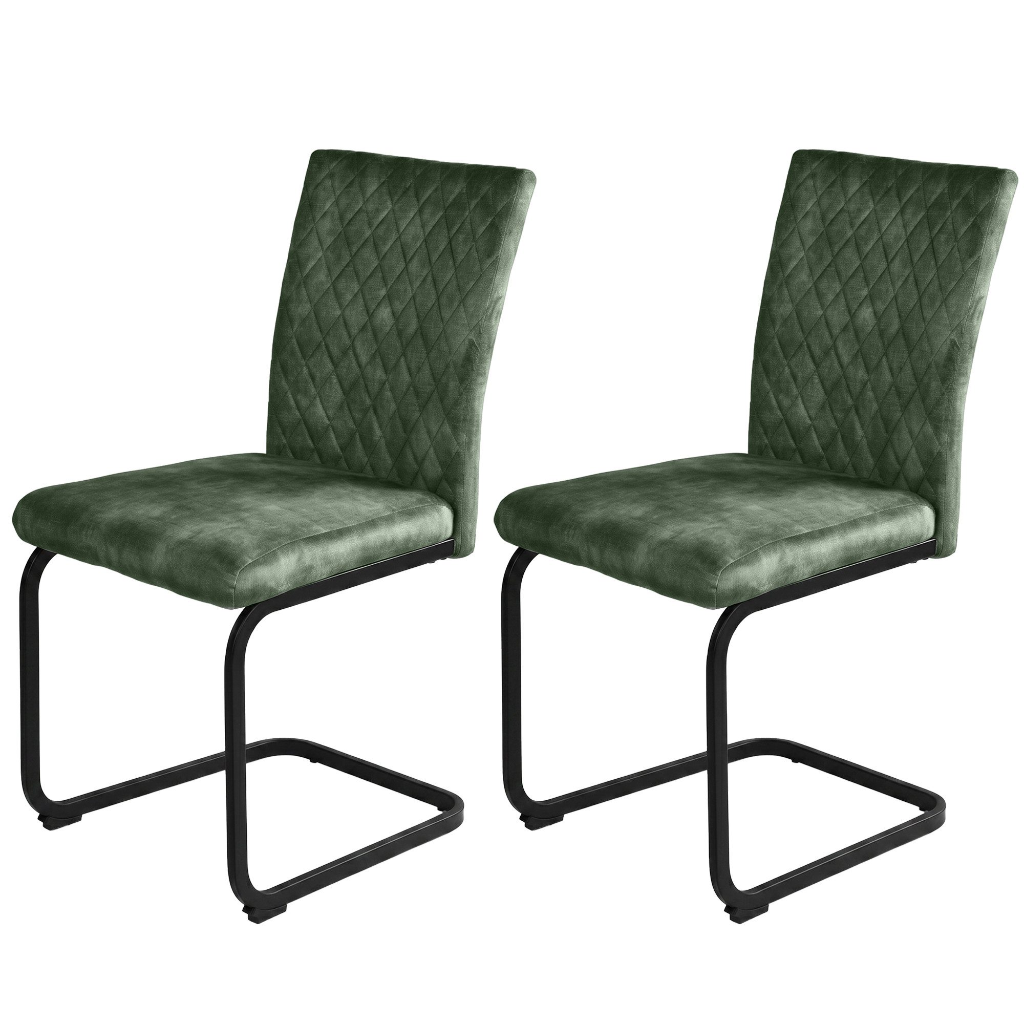 Esszimmerstuhl Esszimmerstuhl Grau gepolstert mit Freischwinger Gestell 2er/4er/6er