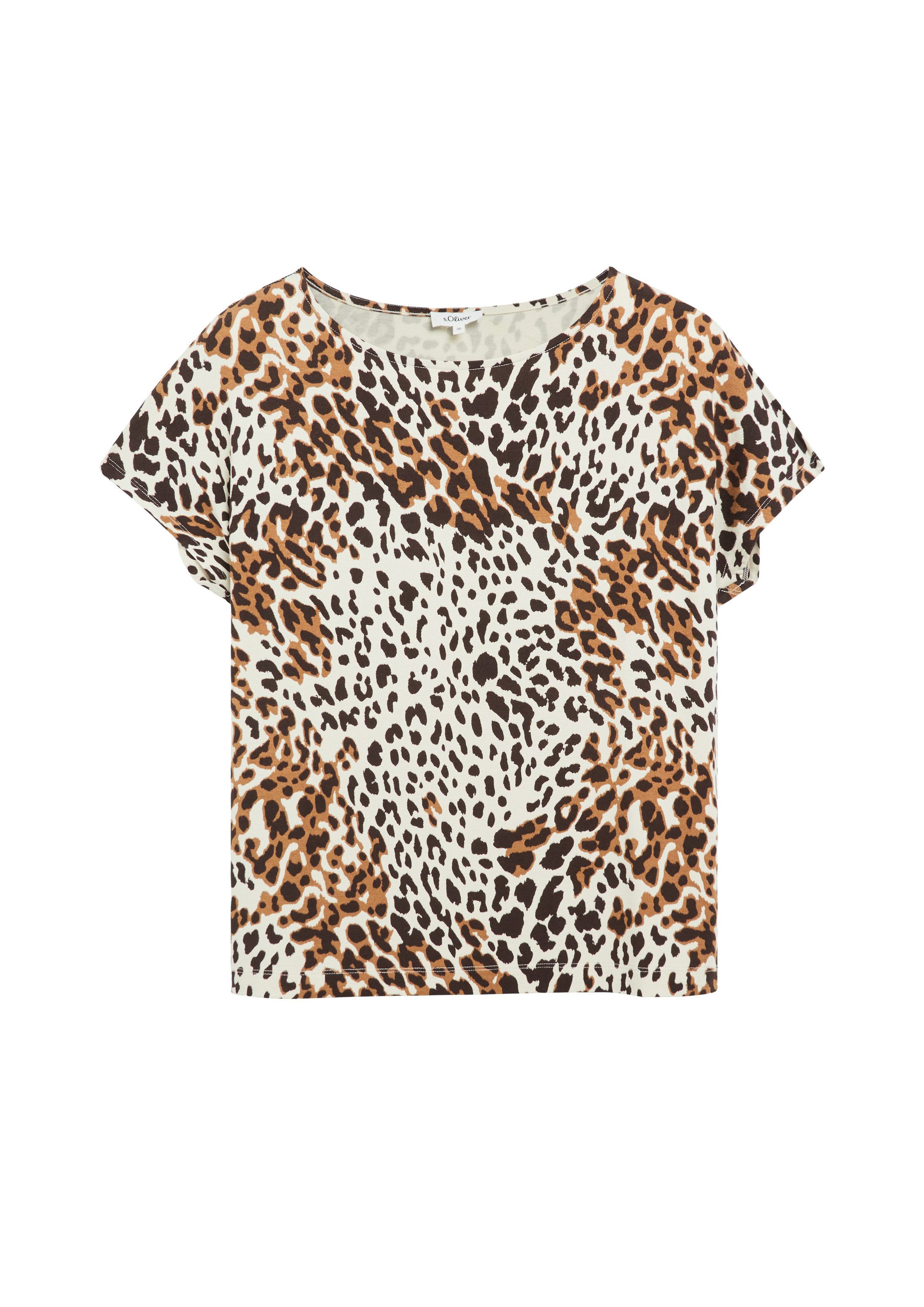 s.Oliver Kurzarmshirt T-Shirt Fließendes Jersey-Shirt mit überschnittenen Schultern