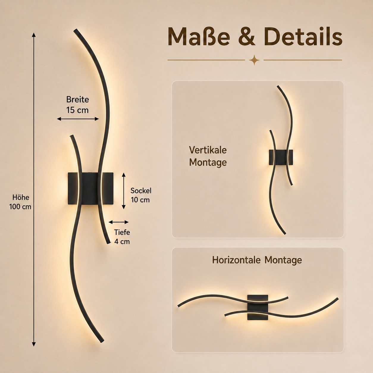 Lapamax LED Wandleuchte Akku Wandleuchte Innen, Dimmable, 3000K-6500K, LED, 3 Lichtfarben, für Wohnzimmer Schlafzimmer Flur Treppen – Bild 4 von 5