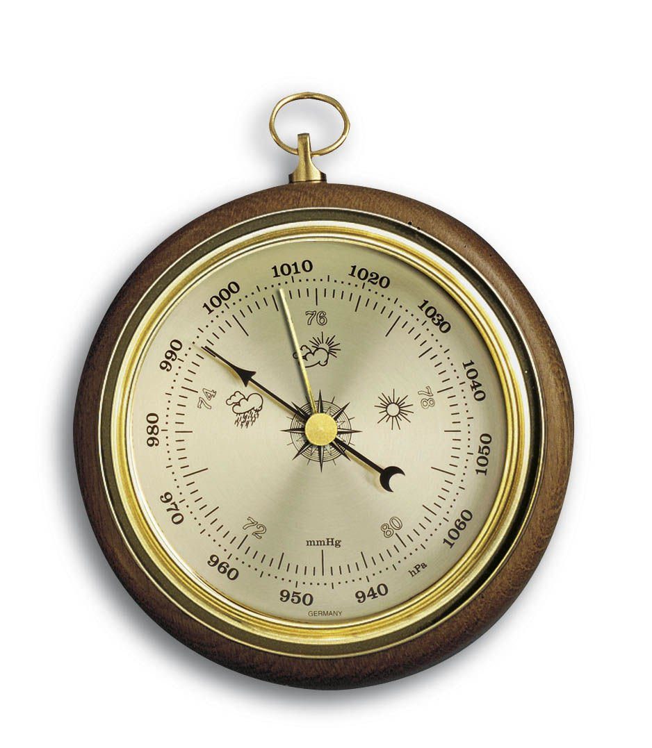 TFA Dostmann Barometer Thermometer - Analoges Wetterinstrument Aus Eiche