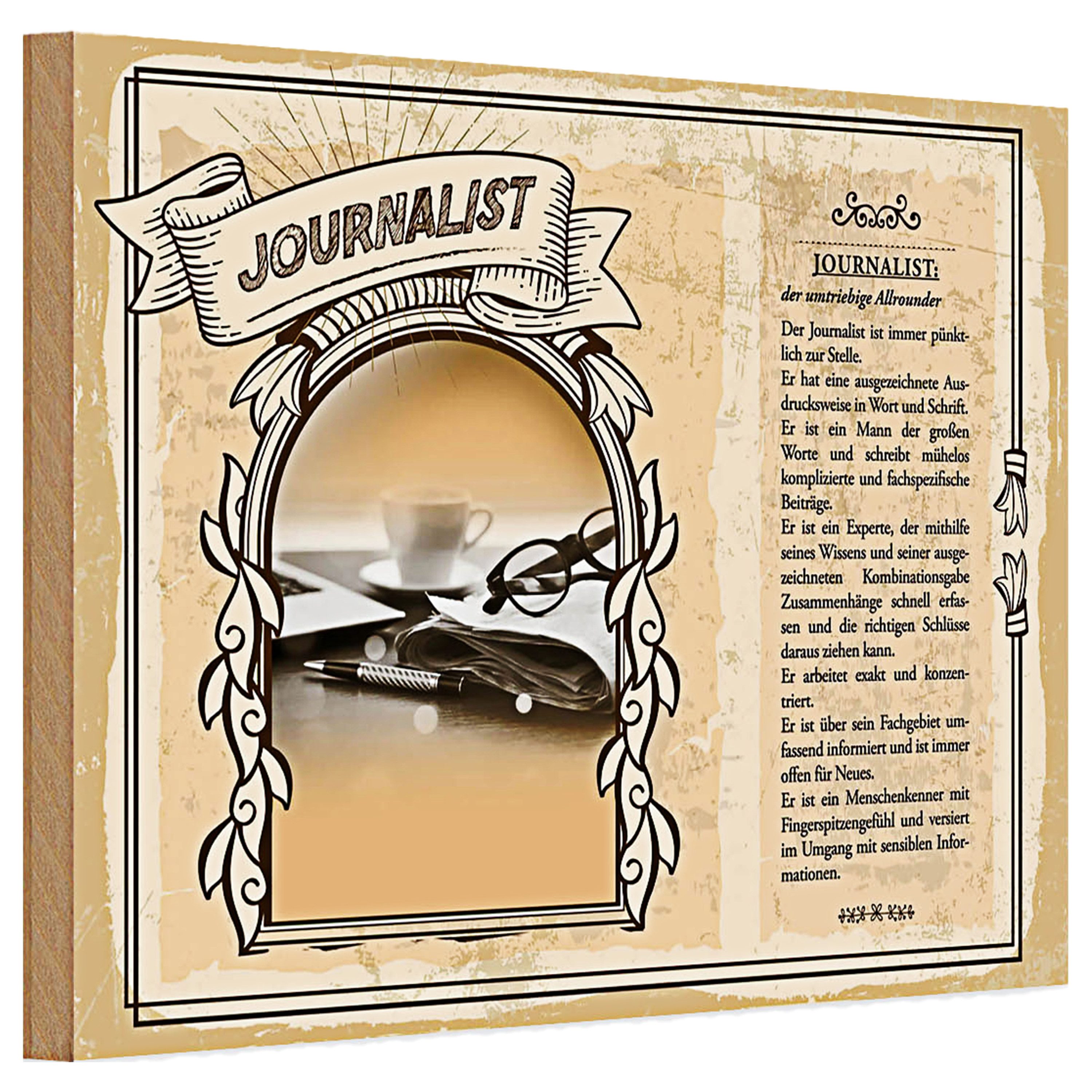 Roomando Holzbild Holzschild Berufe 30x20cm Journalist Informationen exakt