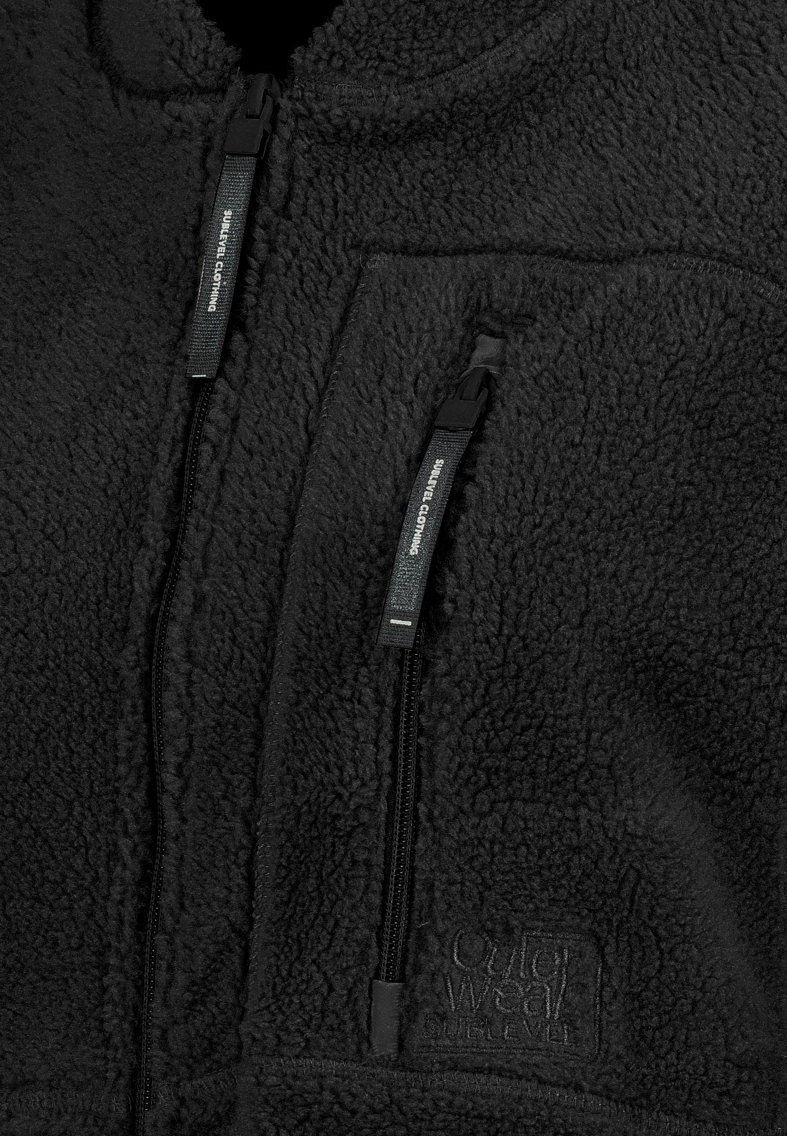 SUBLEVEL Fleecejacke Damen Kuscheljacke mit Leistentaschen Outdoorjacke Kuscheljacke