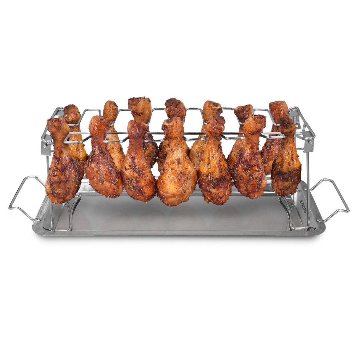 Chicken Navaris Hähnchenschenkel Grillzubehör aus Edelstahl, Grillschale Edelstahl Wings Rack -