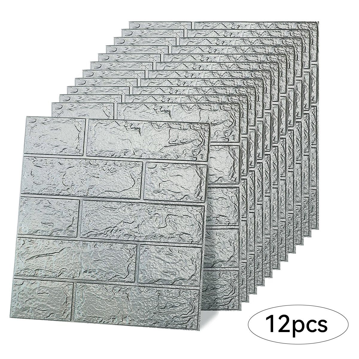 Novzep Wandpaneel 10/12 PCS 3D Wandpaneele 35x38.5x5cm, Wasserfest, selbstklebend, (12-tlg) Grau