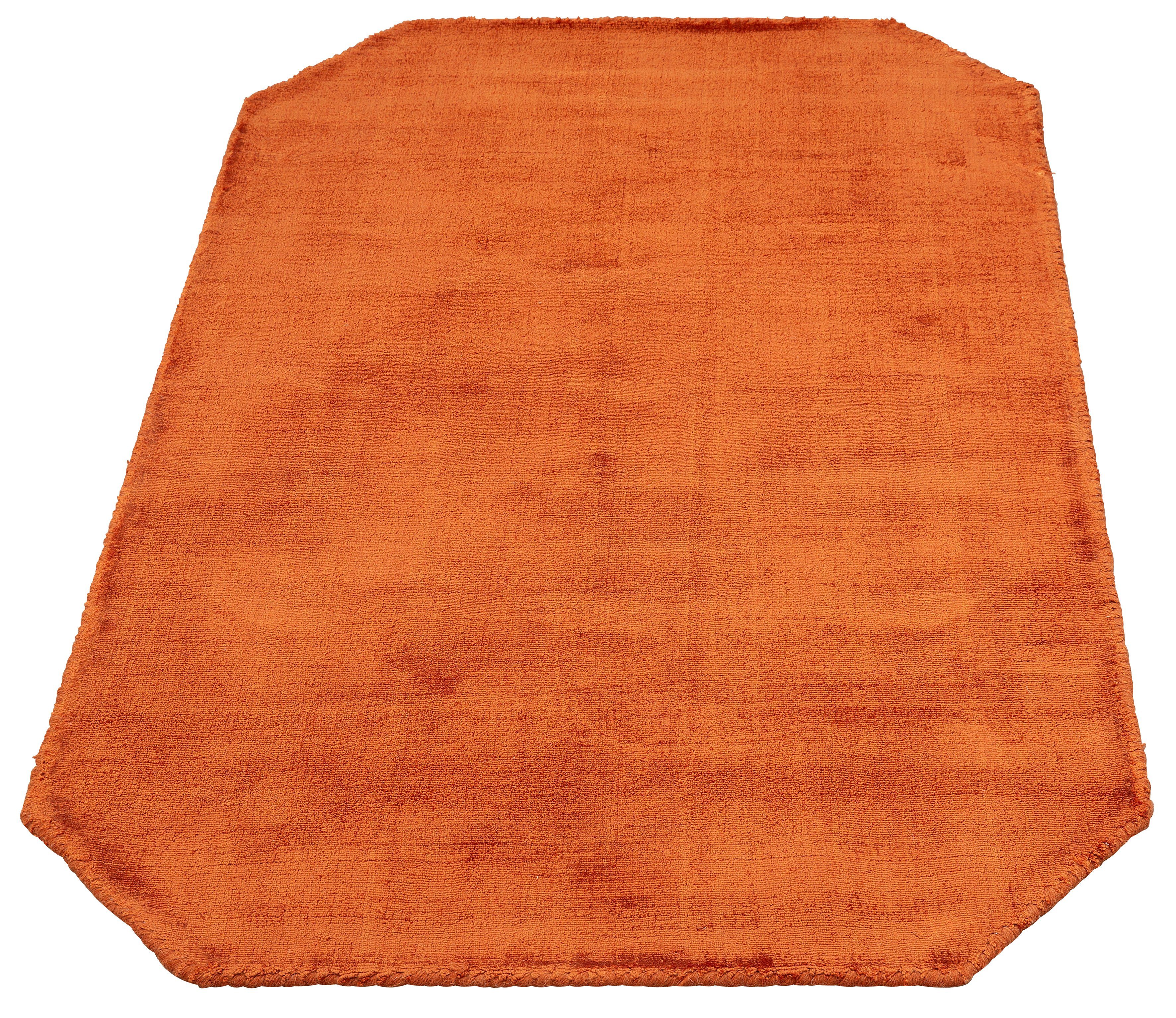 my home Teppich Shirley, handgewebter Viskose Teppich, farblich changierend, achteckig, Höhe: 12 mm, Handweb Teppiche, Wohnzimmer, Schlafzimmer, Esszimmer