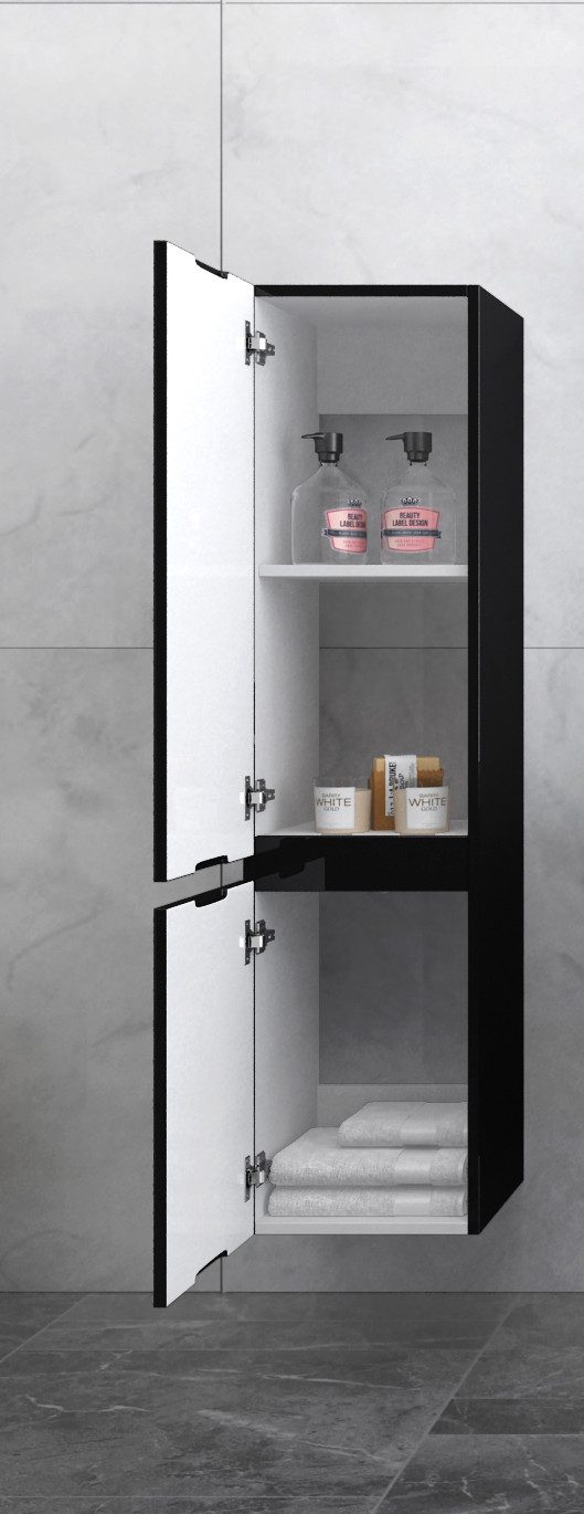 Faizee Möbel Badezimmer-Set Badezimmerschränke Schwarz/Weiß Badezimmer Schrank Stauraum Modern