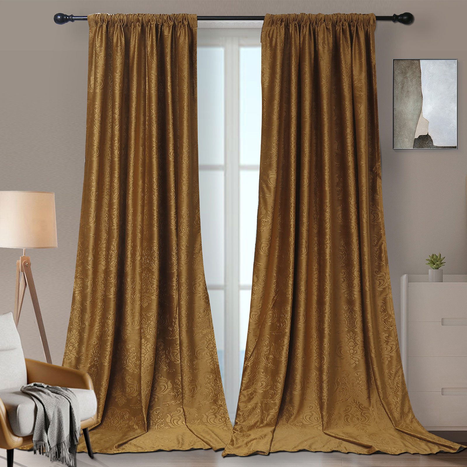 BTTO V&G Vorhang Gardinen Blickdicht Vorhang Samt Velvet Kräuselband (2 St), blickdicht, Vorhang Wohnzimmer