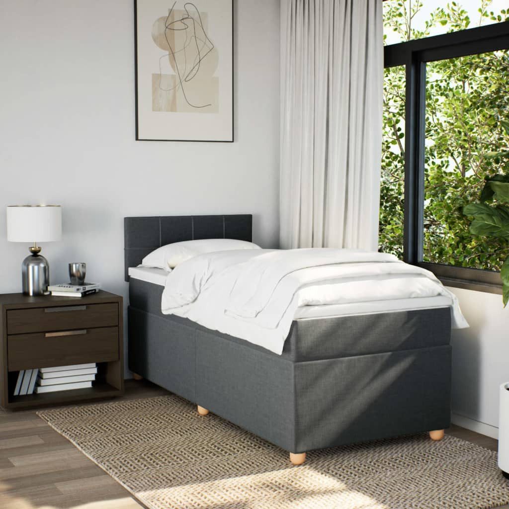vidaXL Bett Boxspringbett mit Matratze Dunkelgrau günstig online kaufen