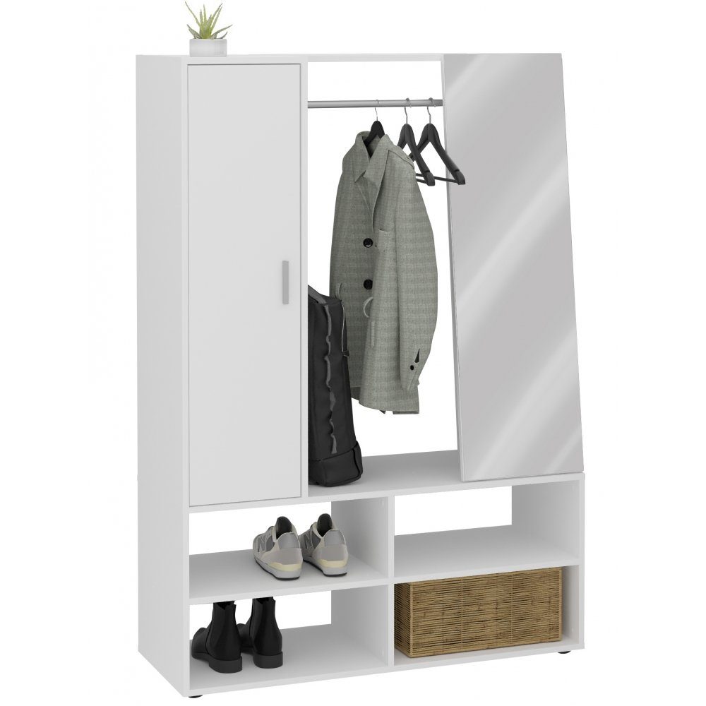 FMD Möbel Garderobe Garderobe AUMA als Kompaktgarderobe für Diele und Flur  in Weiß ca. 89 x 150 x 40 cm