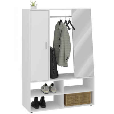 FMD Möbel Garderobe Garderobe AUMA als Kompaktgarderobe für Diele und Flur in Weiß