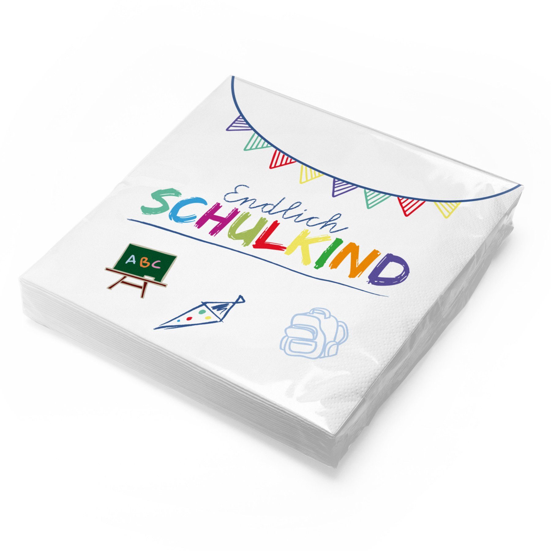 itenga Papierserviette itenga 20x Serviette Schulanfang Endlich Schulkind weiß / farbig