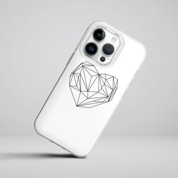 DeinDesign Handyhülle Herz Graphic Dreiecke Heart graphic white, Apple iPhone 14 Pro Silikon Hülle Bumper Case Handy Schutzhülle