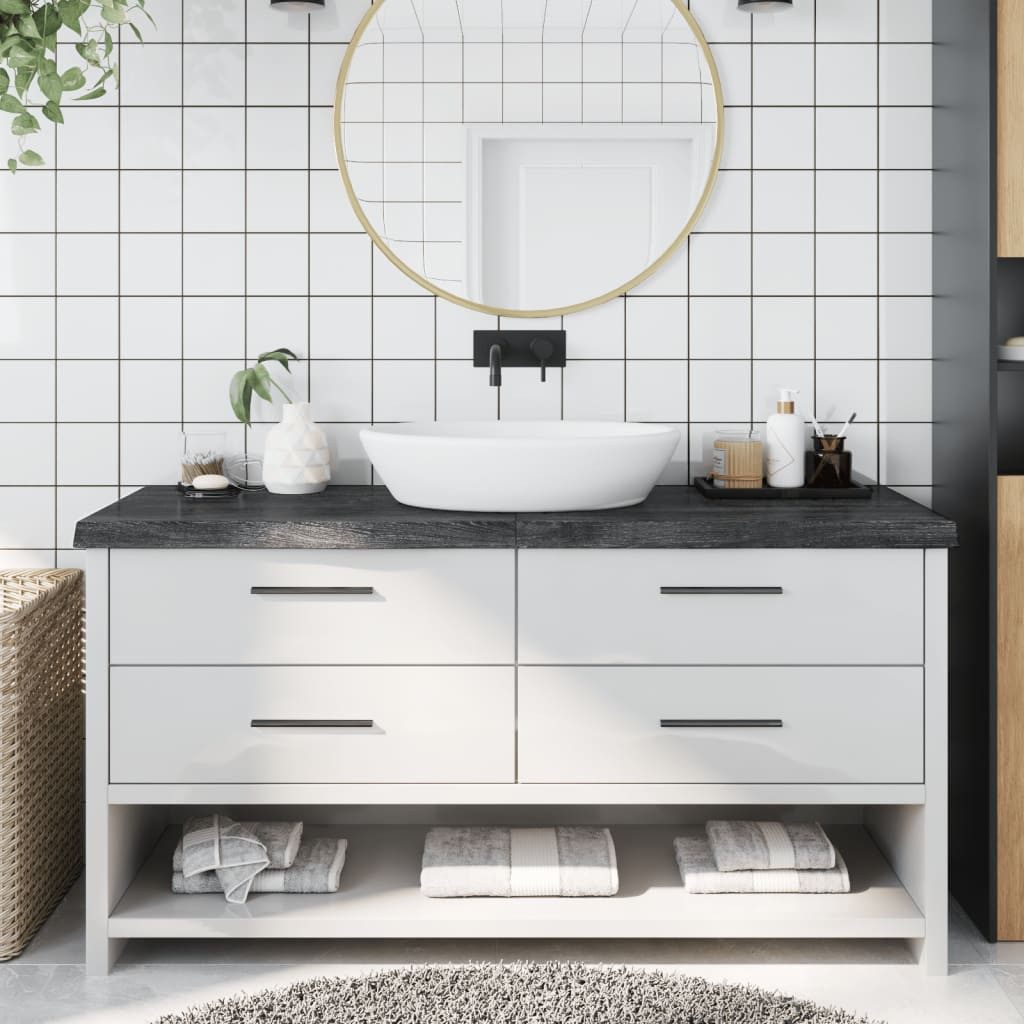 vidaXL Waschtisch 160 x 60 x 6 cm Waschtischplatte Dunkelgrau 160x60x6 cm Massivholz Beh
