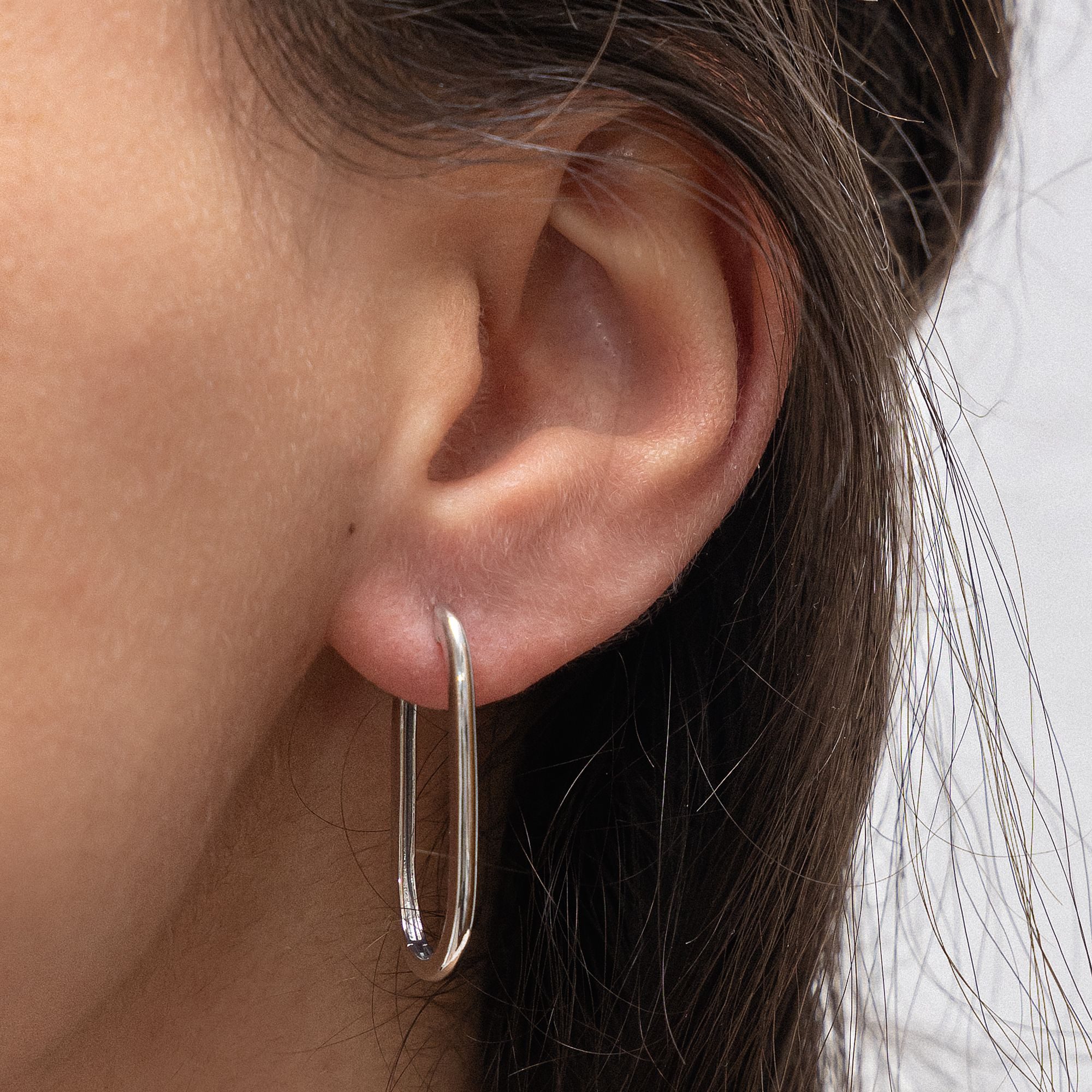 Zeeme Paar Creolen Silber 925 rhodiniert oval 31mm lang