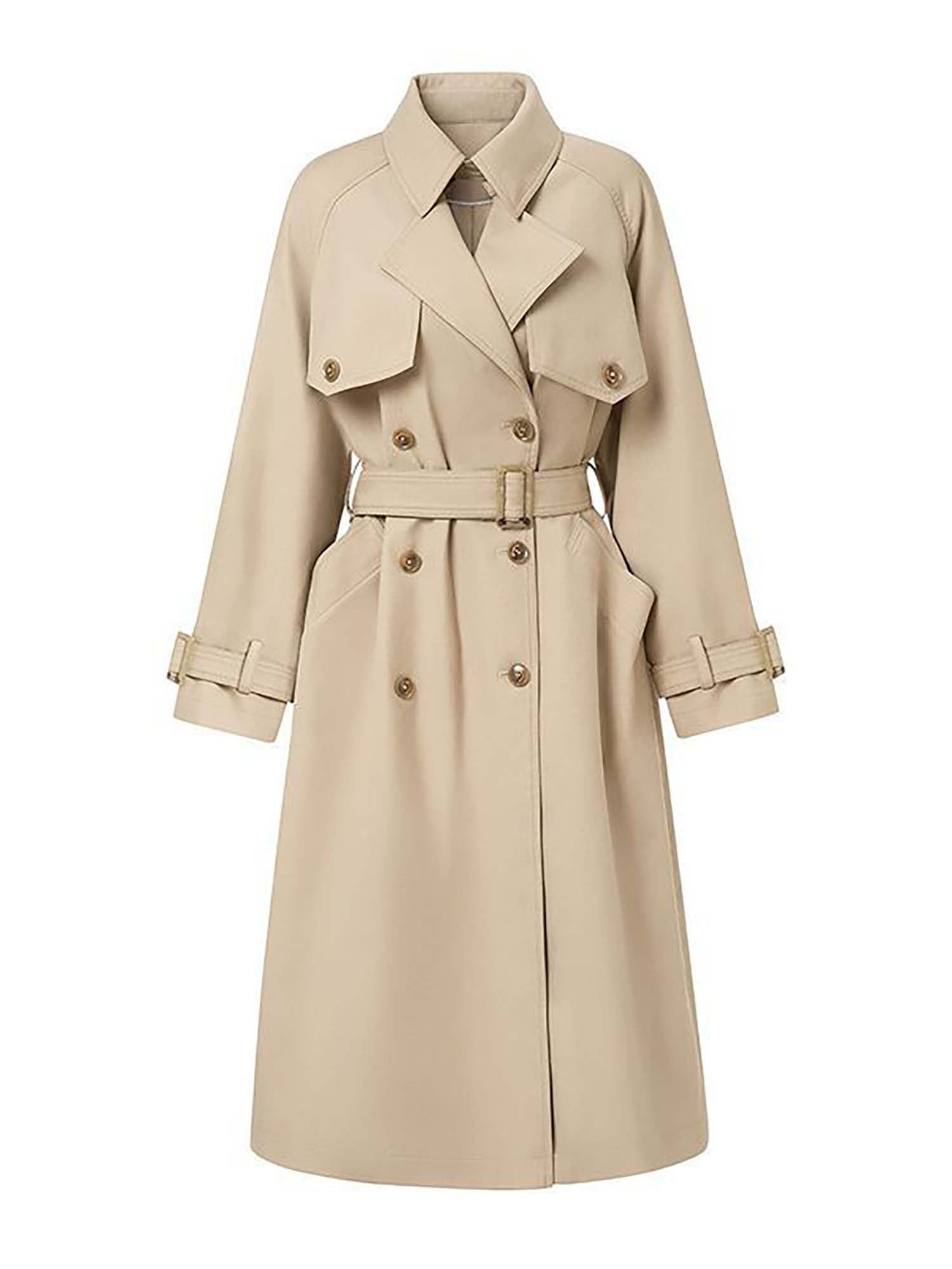 FIDDY Trenchcoat Khakifarbener Trenchcoat für Damen eleganter Mantel im neuen Stil