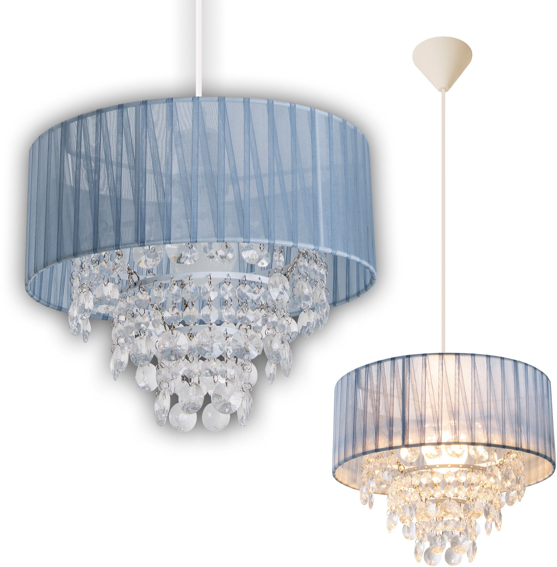 näve Pendelleuchte Kristallo, Leuchtmittel wechselbar, ohne Leuchtmittel, Pendelleuchte >>Kristallo<< 1x E27 max.40W,grau/transparent